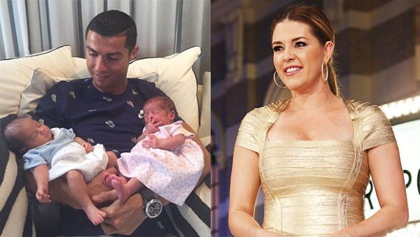   Cristiano Ronaldo în brațe pe gemenii săi nou-născuți