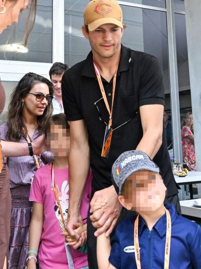   Ashton Kutcher și Mila Kunis cu copiii