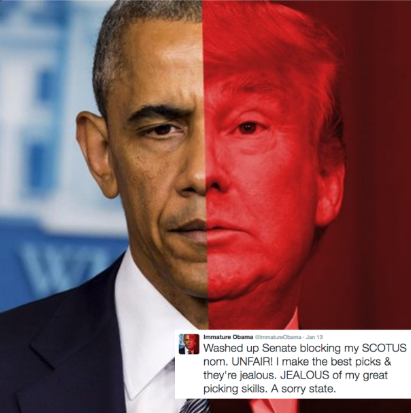 Tha am Parody Twitter seo ag eadar-theangachadh gu fìrinneach Tweets Obama a-steach do Trump-Speak
