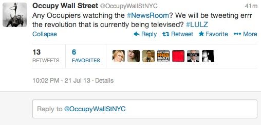 Uppdatering: Occupy Wall Street svarar på skildring på Nyhetsrummet